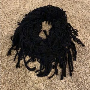 Double loop black knit infinity scarf